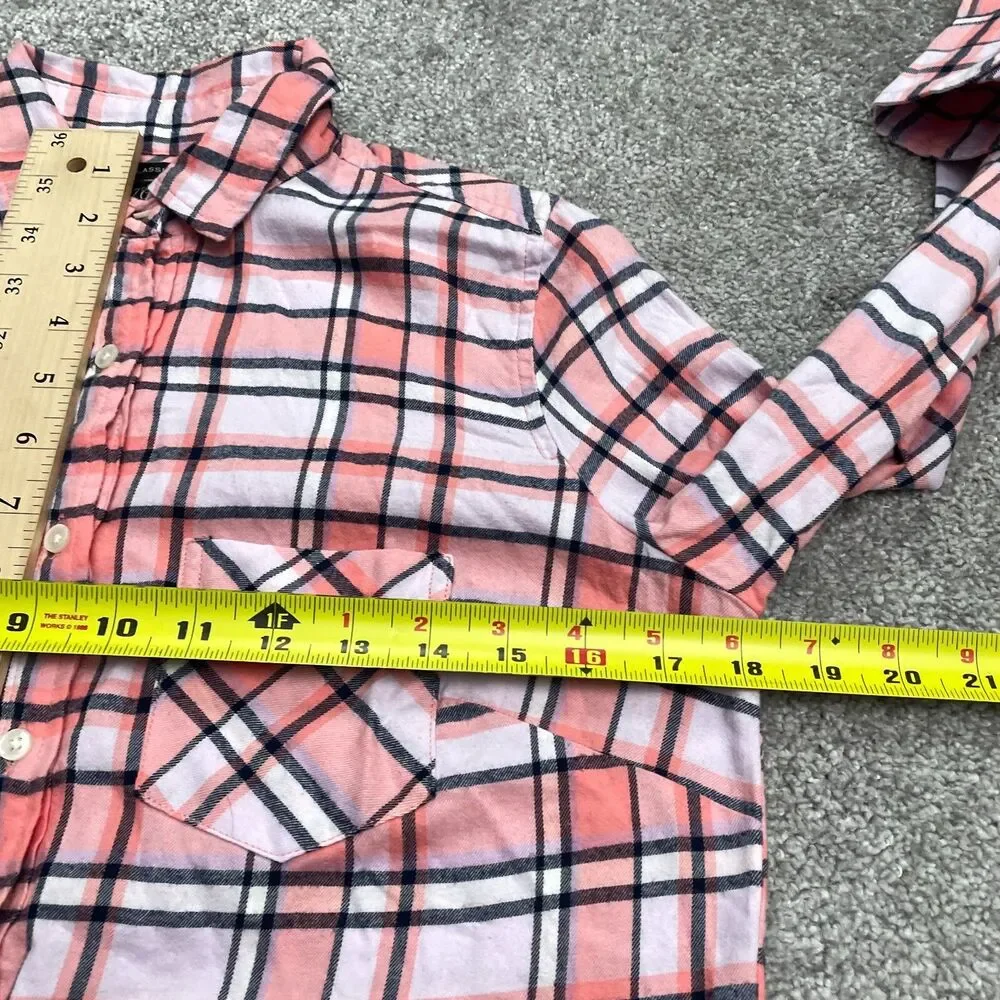 J.Crew Classic Popover Shirt Womens Small Rose Pink Tartan Plaid Flannel Cotton